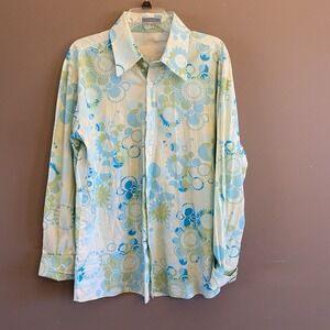 Couture The Clothing Co. Vintage Button Down Shirt Geometric Floral USA Men's‎ L